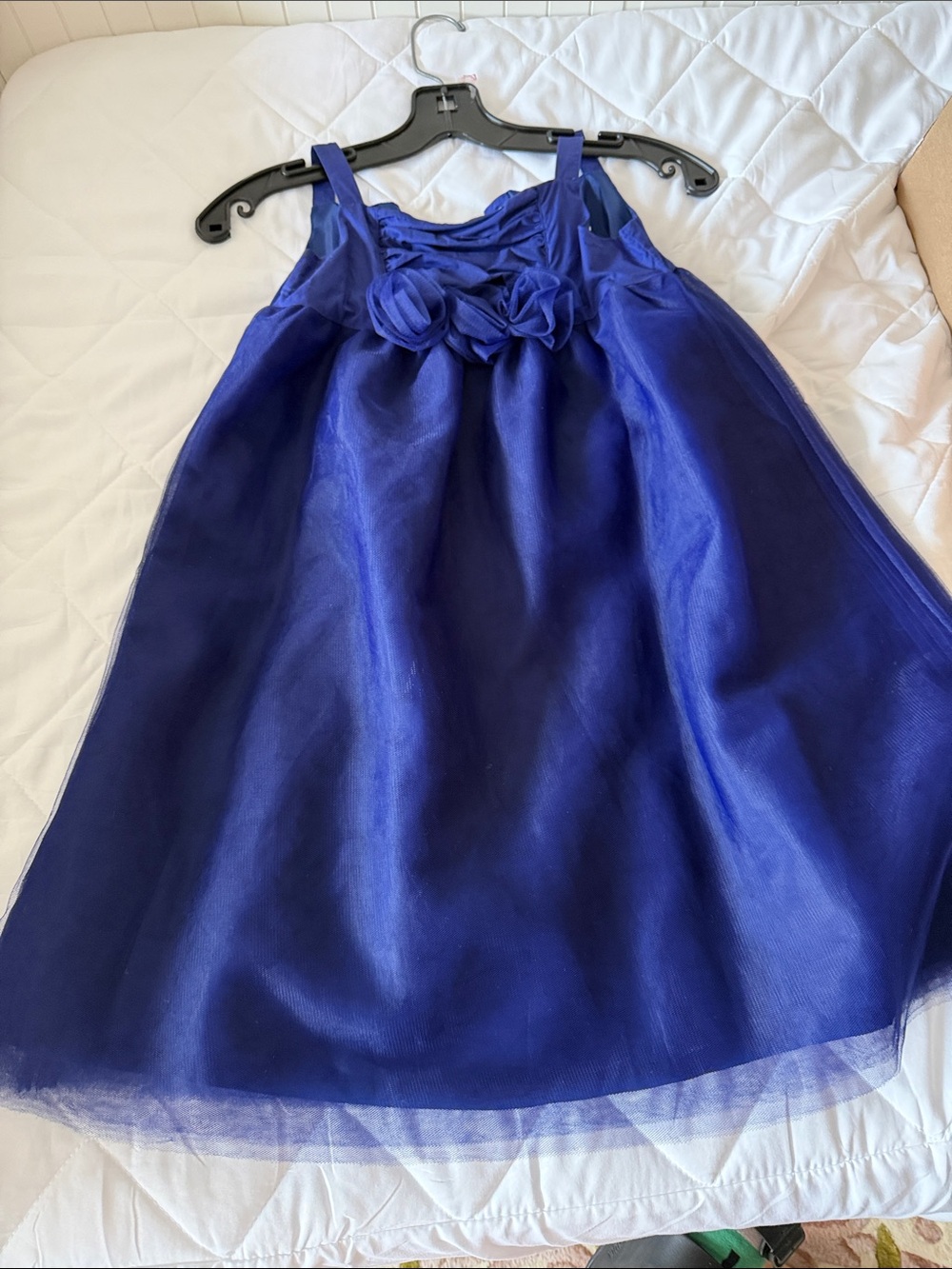 J. Crew Royal Blue Sleeveless Flower-Appliqué Tulle Dress for Girls
